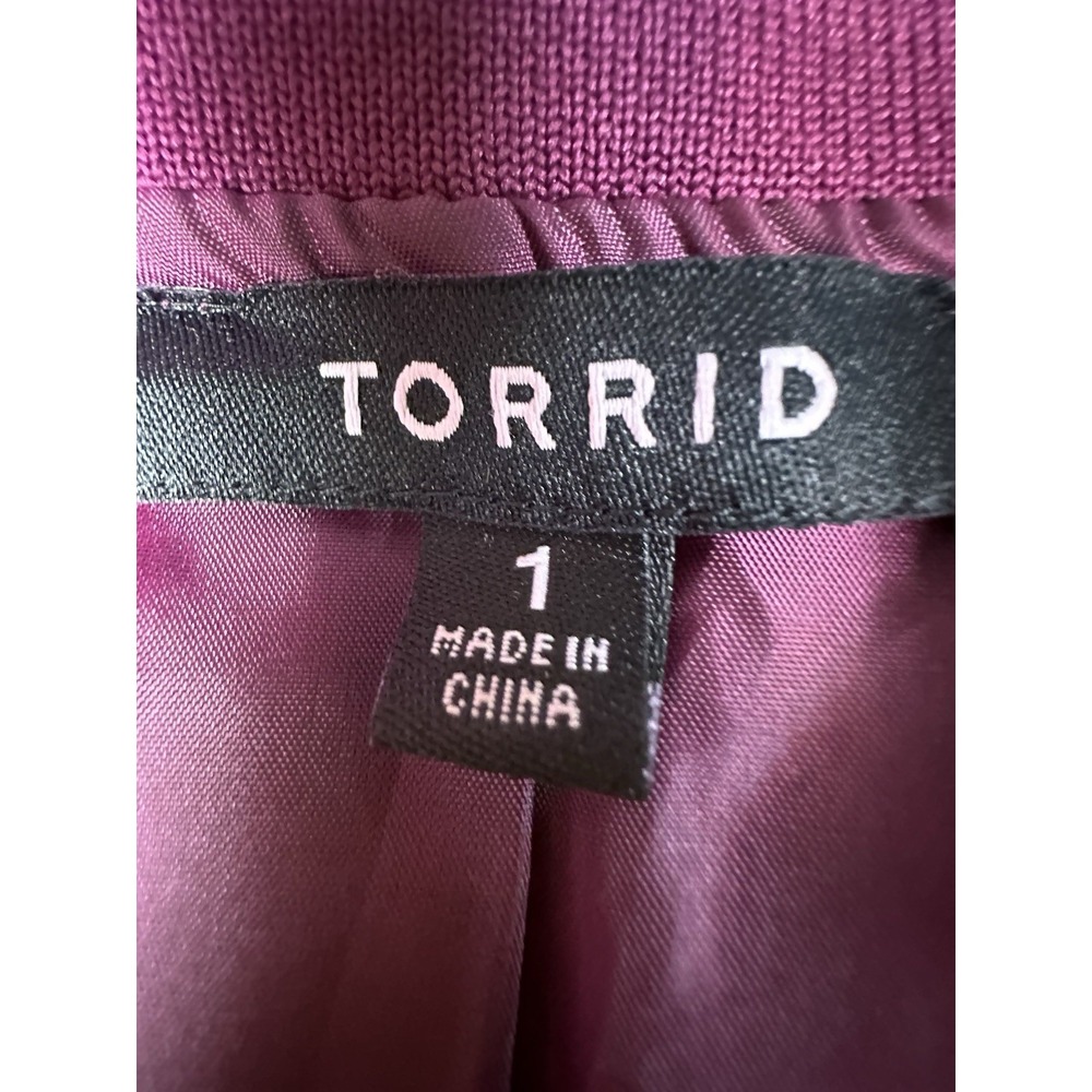 Torrid Purple Satin Embroidered Bomber Jacket - Women's Blazer - Picture 7 of 12